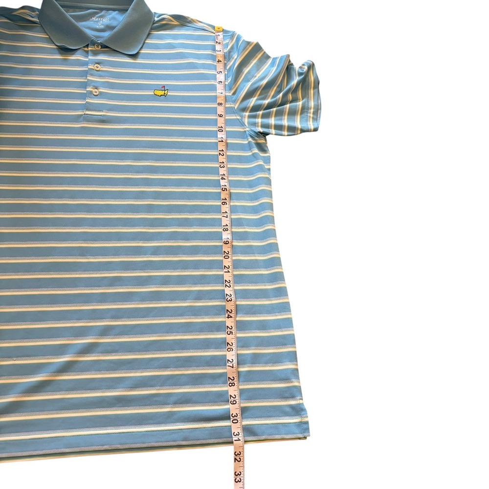Masters Tech Mens XL Blue White Striped Golf Polo Shirt Short Sleeve MT1670-02 - Picture 7 of 7